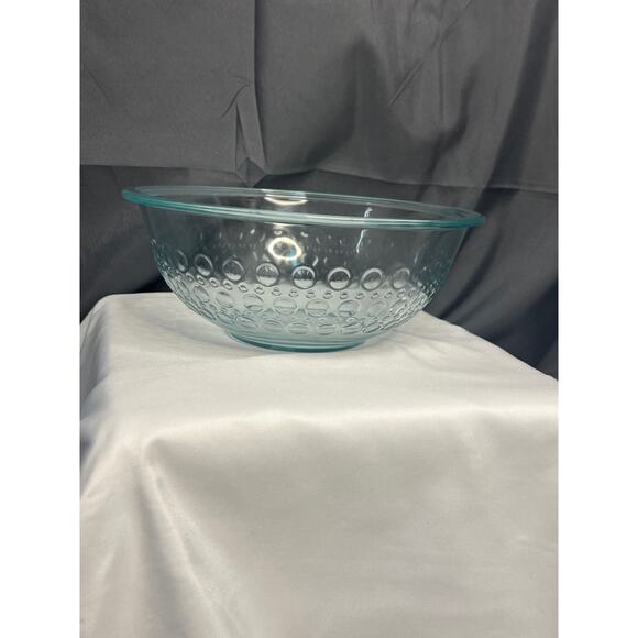 Pyrex 325 Dots Test Pattern Clear Aqua Blue Tint Glass Mixing Bowl 2.5 Quart - Picture 3 of 11